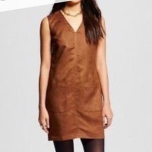 Mossimo Faux Suede Mocha dress with pockets Sz M